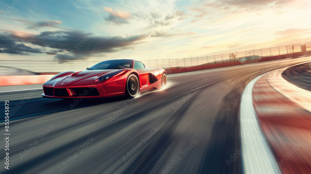 Supercar Driving at High Speed on Circuit Track Supercar Driving at High Speed on Circuit Track