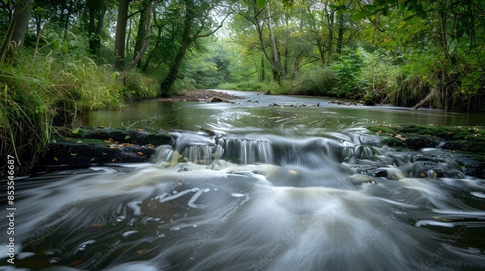 Captivating Waterfall in Lush Forested Landscape Captivating Waterfall in Lush Forested Landscape
