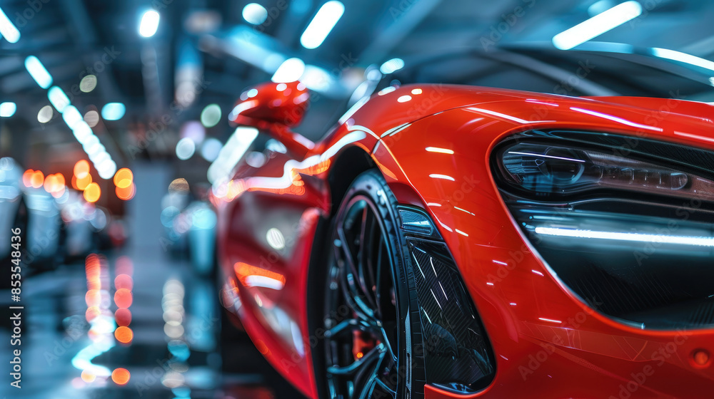 Supercar Displayed in Stylish and Clean Garage Interior Supercar Displayed in Stylish and Clean Garage Interior