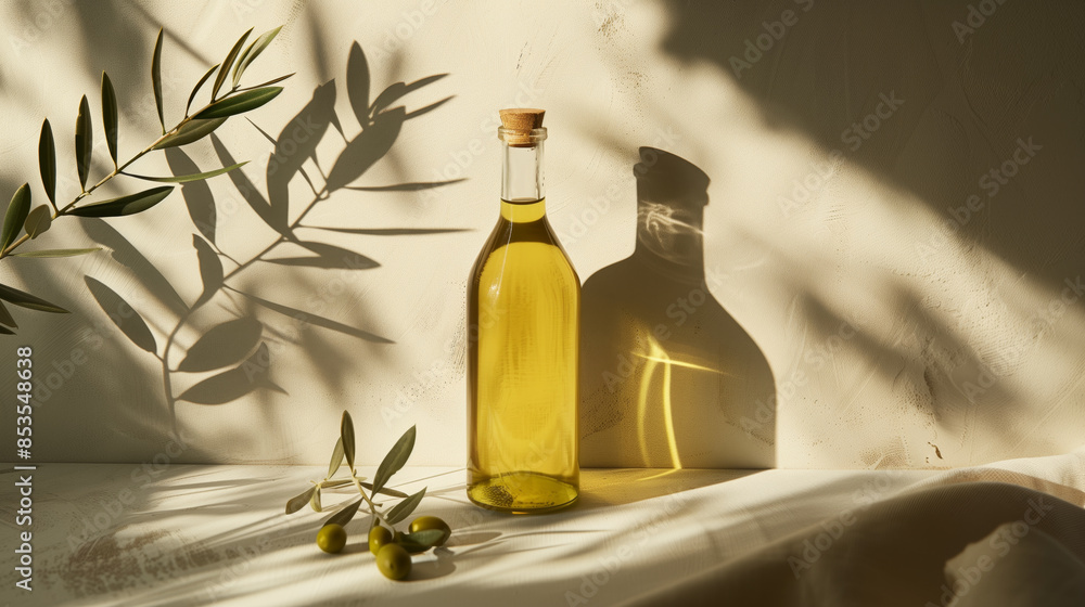 custom made wallpaper toronto digitalBottle of extra virgin olive oil with olives on concrete background