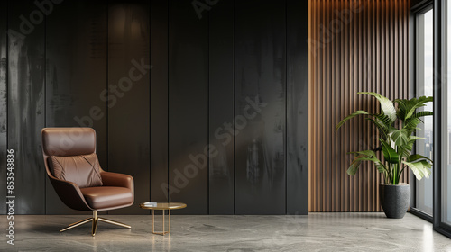 Modern room interior design scene with armchair