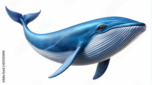 Blue Whale on white background