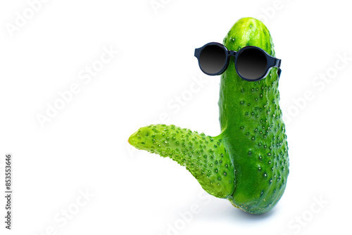 Tableau sur toile Cucumber Character with Sunglasses..
