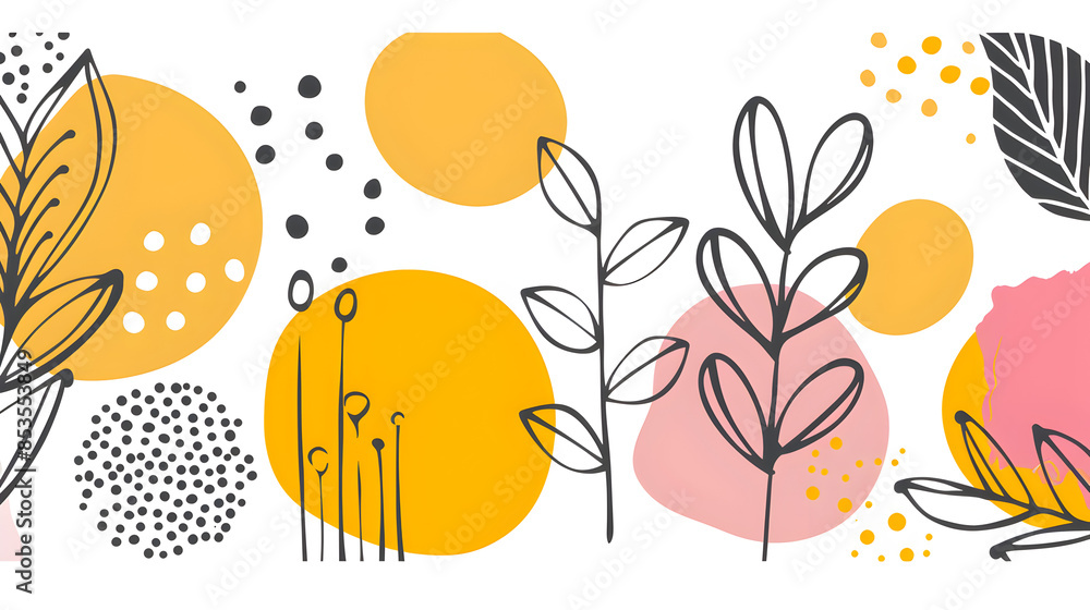 Obraz premium Grafischer Hintergrund mit floralen Elementen, made by AI