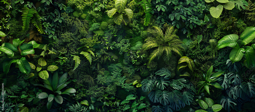 custom made wallpaper toronto digitalwall of tropical plants, dark green leaves, jungle background, banner,