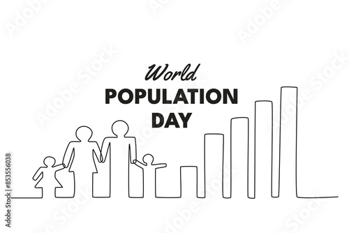 World Population Day Concept. Single line draw design vector graphic illustration.