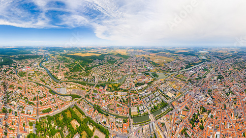 Nancy, France. Panorama of the city on a summer day. Sunny weather with clouds. Aerial view