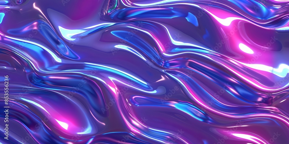 Obraz premium Shiny Purple and Blue Plastic Waves Background