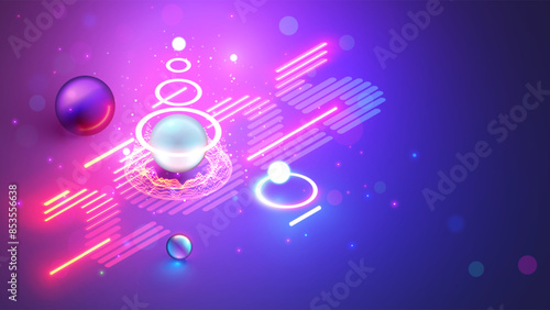 Christmas poster with christmas tree, digits 2025 in electronic technology style. New year, merry christmas congratulations card in cyber computer design. Tech digital banner of event in 2025 year.