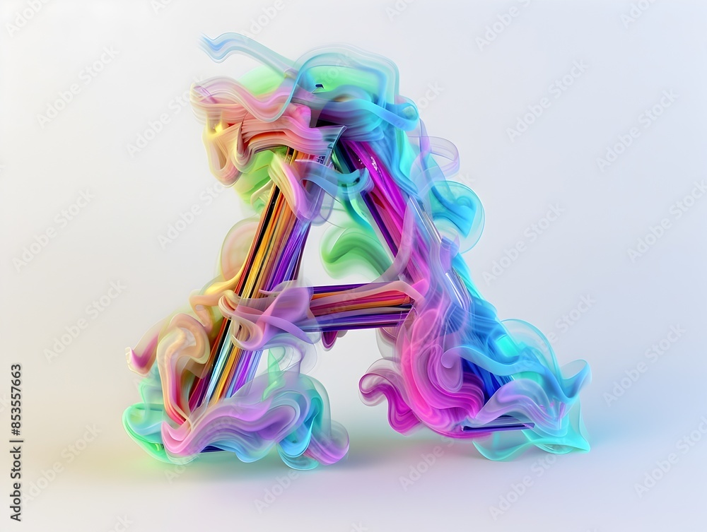 Fototapeta premium Colorful Swirling Steam Shapes the Letter A with a Dreamy and Surreal Appearance