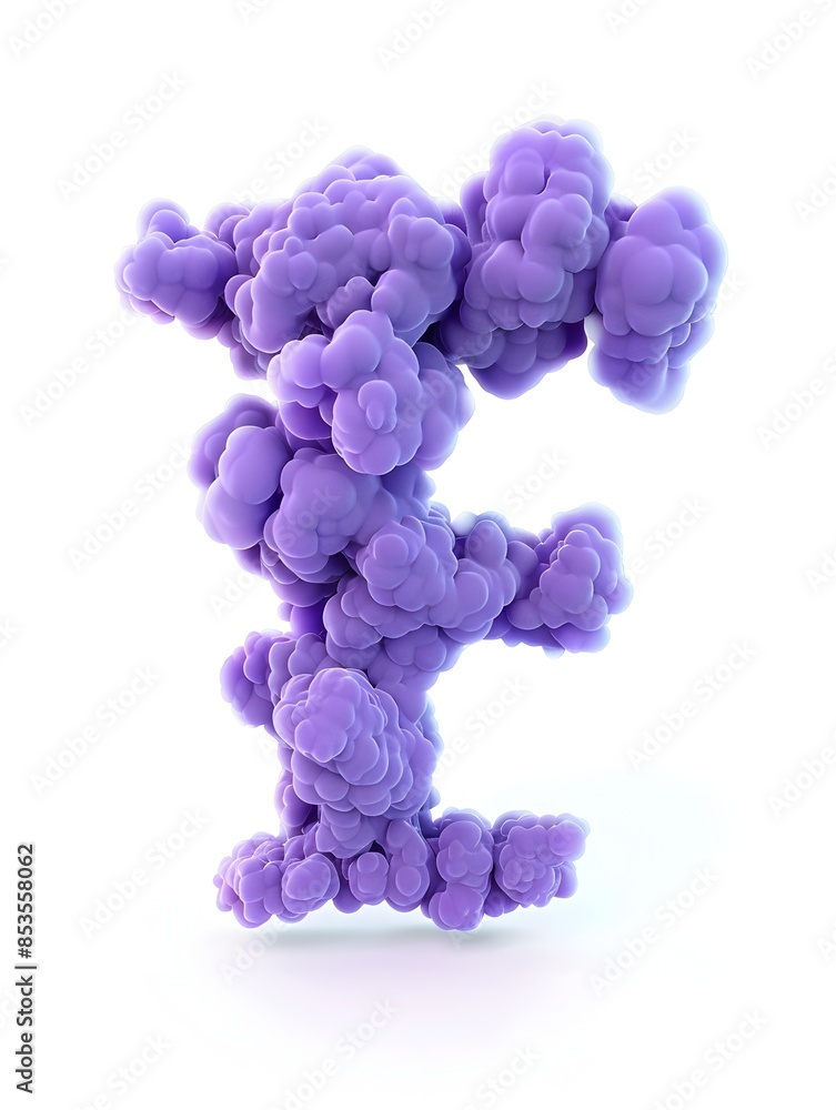 Obraz premium Ethereal 3D Rendered Purple Cloud Art Forming the Letter F Illuminated by Dawn Light