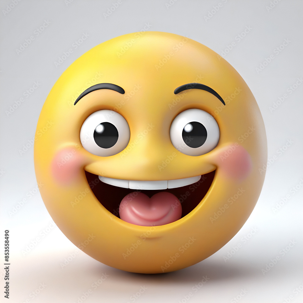 A digital 3D smiley face with a big smile for conveying happiness Generative AI A digital 3D smiley face with a big smile for conveying happiness Generative AI