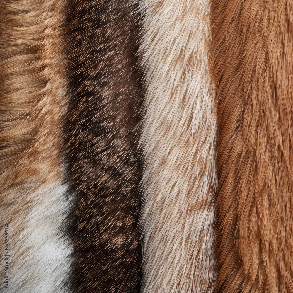 Close-up of Different Fur Textures. Close-up of Different Fur Textures.