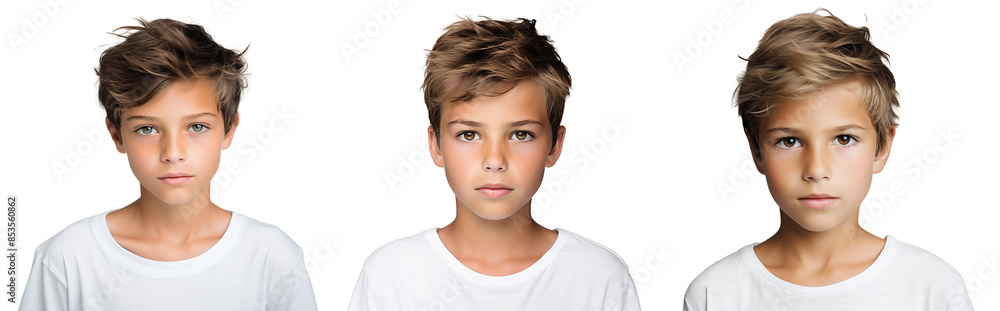 Three handsome smiling boy models, concept of style and fashion studio shot, isolated on transparent background Three handsome smiling boy models, concept of style and fashion studio shot, isolated on transparent background