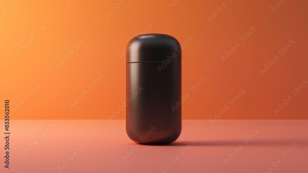 3D rendering of a pill bottle with a sleek, modern design, placed on a minimalist background, suitable for tech focused medical ads 3D rendering of a pill bottle with a sleek, modern design, placed on a minimalist background, suitable for tech focused medical ads
