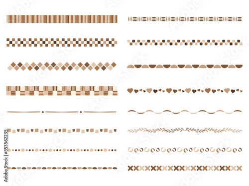 茶系のライン、下線、区切り線のイラストセット