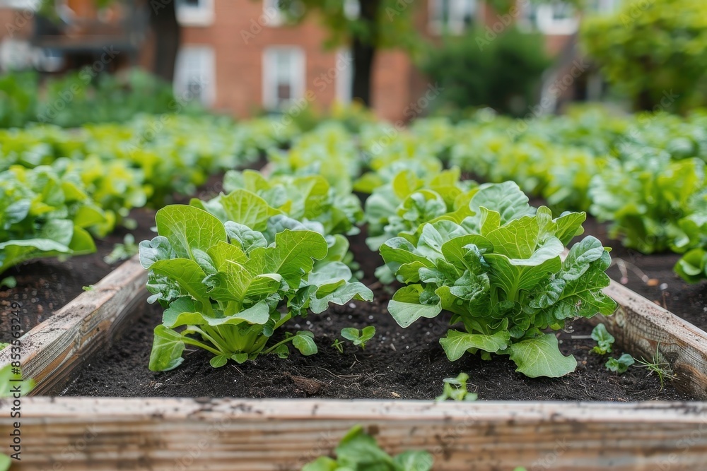 A community garden where residents are working together to grow fruits and vegetables. A community garden where residents are working together to grow fruits and vegetables.