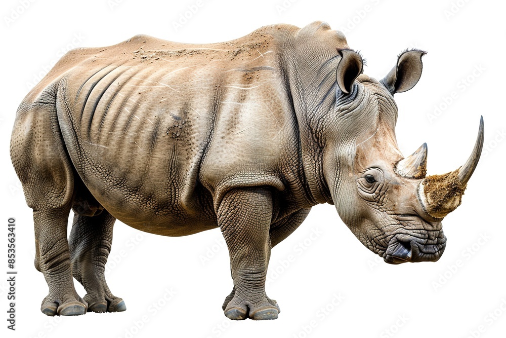 Fototapeta premium big rhinoceros isolated on a white background