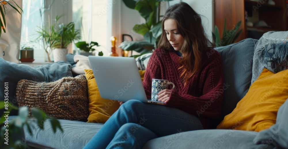 The woman using laptop The woman using laptop