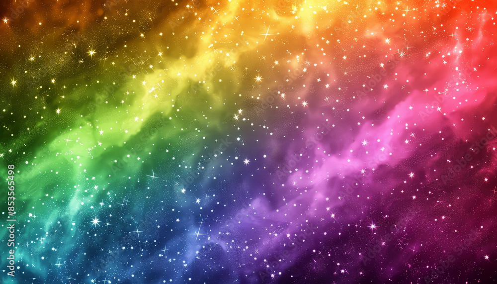 Fototapeta premium A colorful galaxy with a rainbow in the middle and stars scattered throughout by AI generated image
