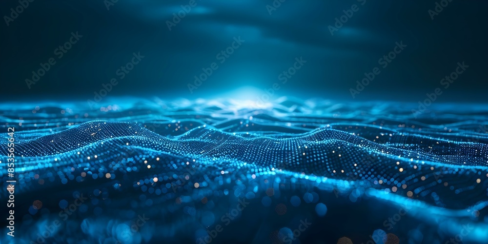 Exploring a Futuristic Digital Landscape with Glowing Blue Light ...
