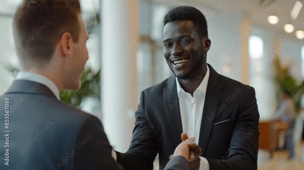 Smiling multiracial young businessmen handshake greeting get acquainted at boardroom briefing, Smiling multiracial young businessmen handshake greeting get acquainted at boardroom briefing,