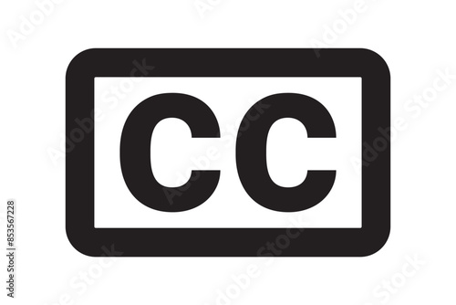 Closed captioning icon symbol. displaying text on video screen for broadcast and television, CC icon sign