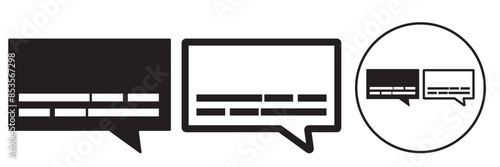 Closed captioning or subtitling line art vector icon for apps and websites