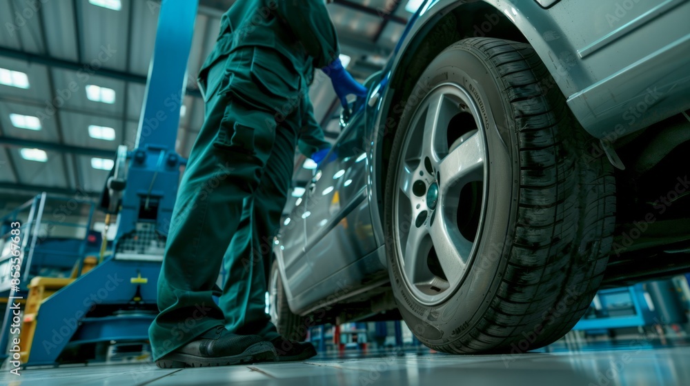 The mechanic beside car The mechanic beside car