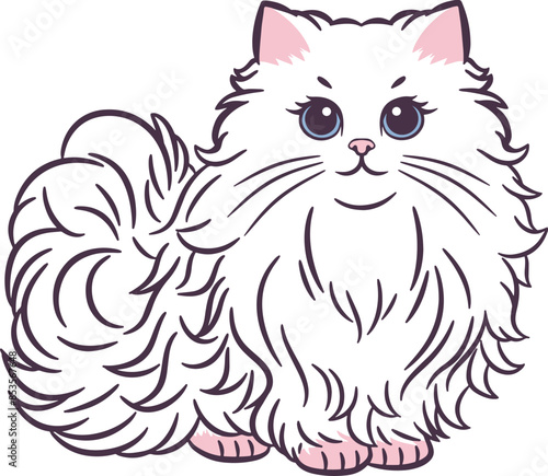 Angora domestic cat cartoon illustrations
