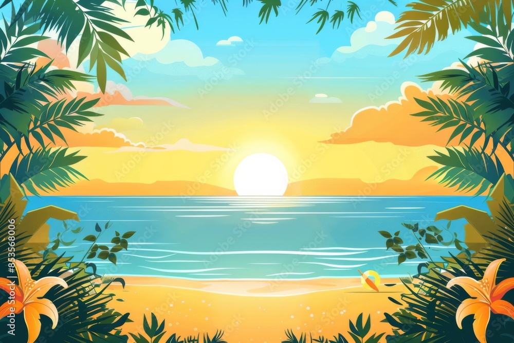 Fototapeta premium Summer Background illustration created with Generative AI