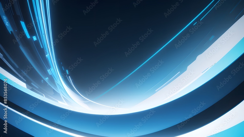 Naklejka premium 水色のサイバーっぽい流れの抽象的な背景イラスト