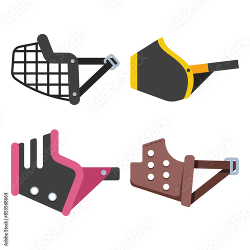Dog muzzles vector cartoon set isolated on a white background.