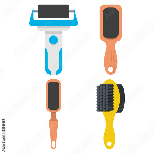 Foot scrubbers vector cartoon set isolated on a white background.