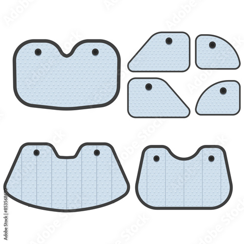 Car sunshades vector cartoon set isolated on a white background.