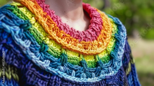 https://s.mj.run/OwpnIcYbgOA Details of an homemade knit sweater with colorful rainbow colors --no text logo brand --chaos 50 --ar 16:9 --stylize 250 Job ID: 7df225d6-6af8-48a3-b299-70415a9a2341 photo