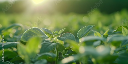 Thriving Soybean Field Symbolizing Successful Vegetable Farming. Concept Agricultural Success, Soybean Farming, Thriving Crops, Vegetable Harvest, Farming Achievement