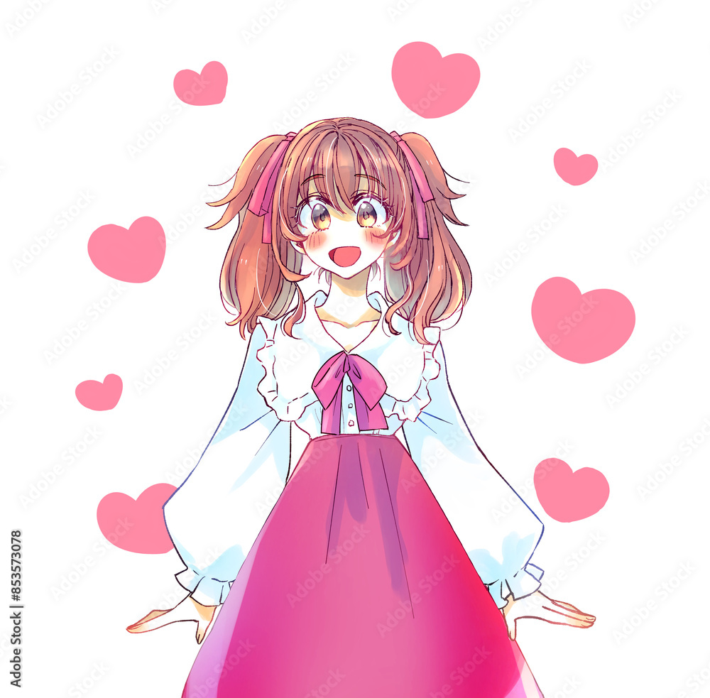 ロリータ服の女性　赤色