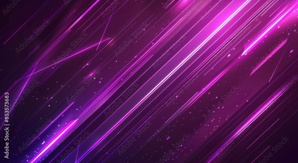 Obraz premium Neon purple glowing lines on a dark background, an abstract futuristic light effect with neon arrow shapes