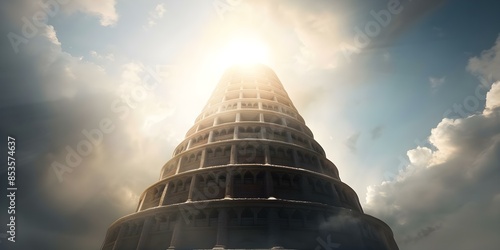 The Biblical Story of Babylon's Tower of Babel and Diverse Languages. Concept Biblical interpretation, Tower of Babel, Diverse languages, Linguistic diversity, Bible narratives