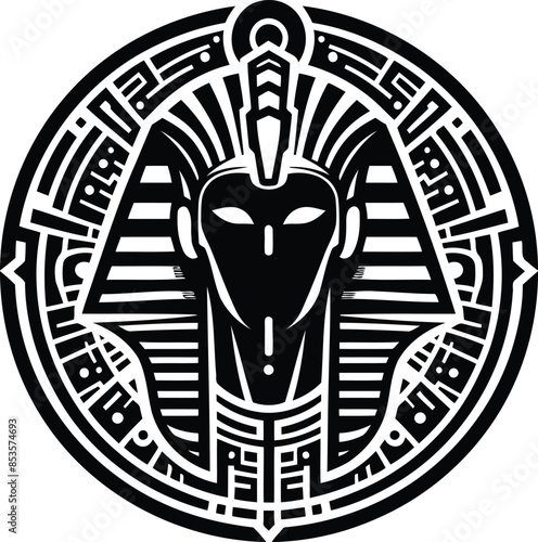 osiris, Pharaoh silhouete with cyberpunk pattern illustration