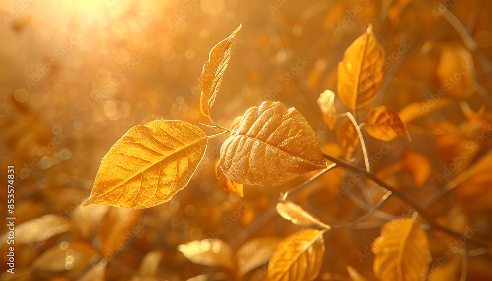 golden autumn leaves glow on a branch, creating a serene background for projects evoking the beauty of fall golden autumn leaves glow on a branch, creating a serene background for projects evoking the beauty of fall