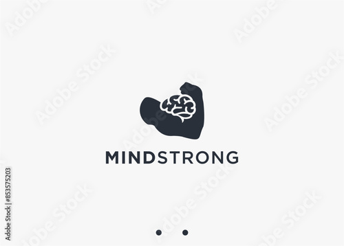 strong brain logo design vector silhouette illustration