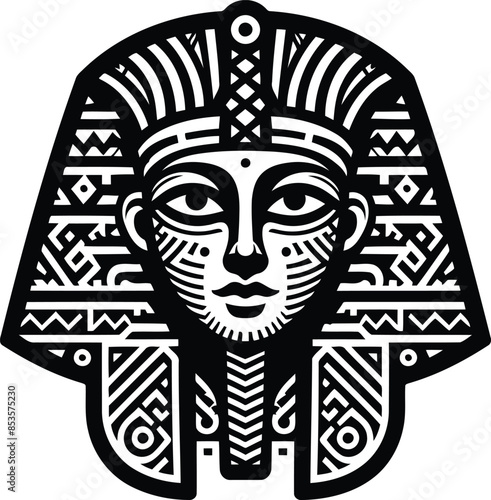  osiris, Pharaoh silhouete with Polynesian ethnic pattern illustration