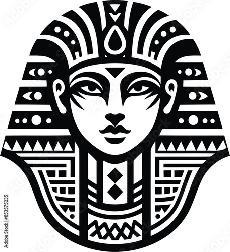  osiris, Pharaoh silhouete with Polynesian ethnic pattern illustration