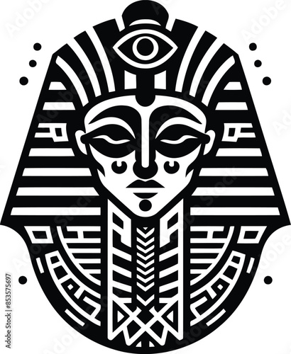  osiris, Pharaoh silhouete with Polynesian ethnic pattern illustration