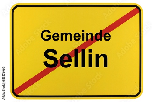 Illustration eines Ortsschildes der Gemeinde Sellin in Mecklenburg-Vorpommern