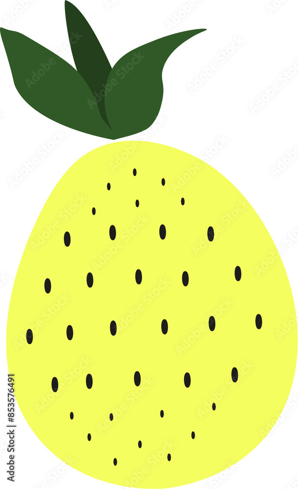 A yellow pineapple with a green leaf on top A yellow pineapple with a green leaf on top