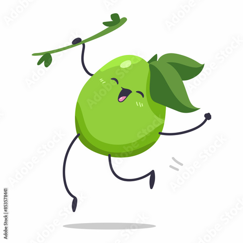 Gleeful guava vector cartoon character isolated on a white background.
