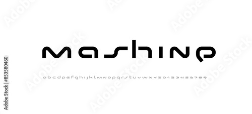 Cyber wide thick future digital font alphabet
